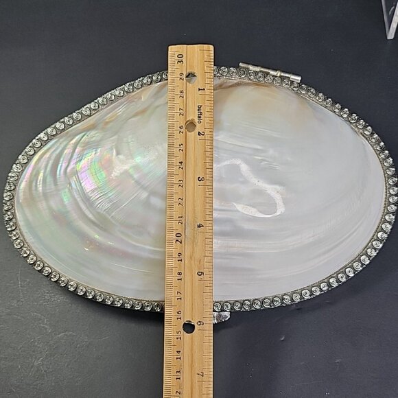 9 Inch Large Mother Of Pearl Trinket Or Jewelry Box WOW! Stunning And Gorgeous - Picture 15 of 16